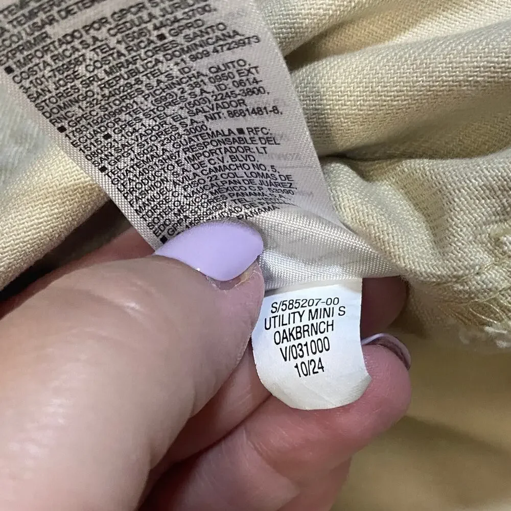 Old Navy Mid-Rise Utility Mini Skirt Beige Tan Button Down Patch Pockets Sz 16